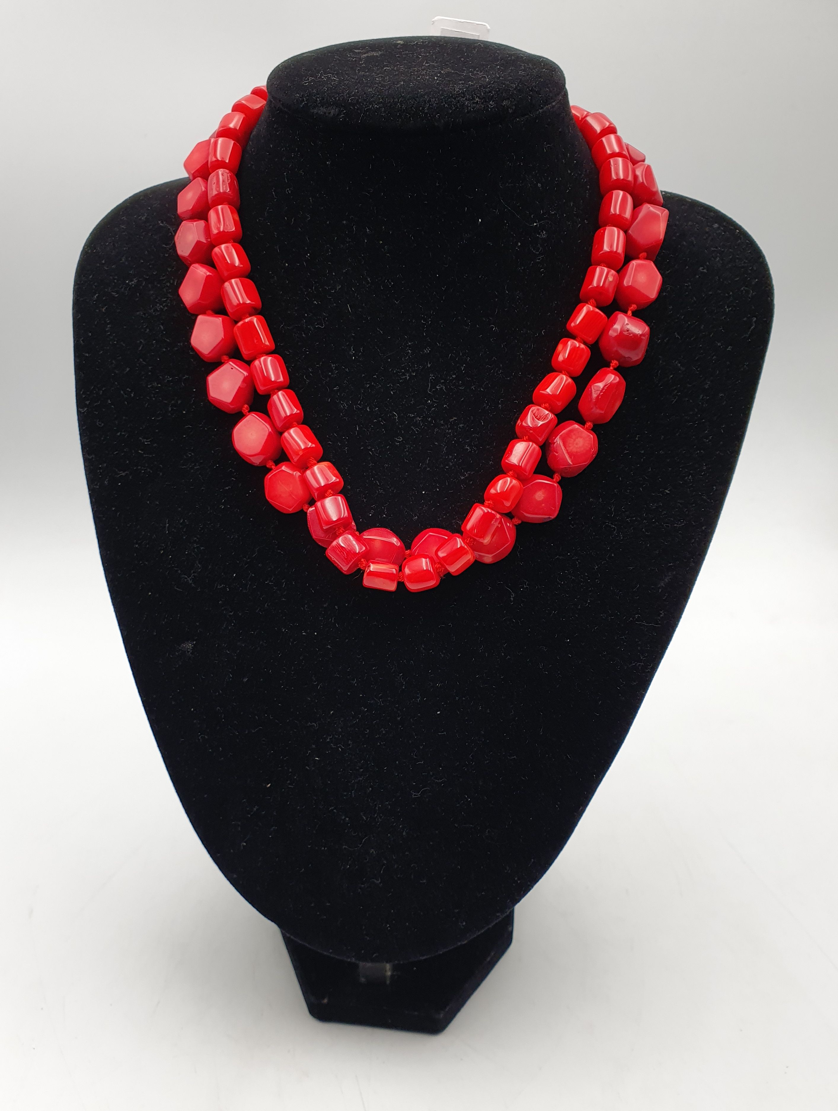 TWO CORAL NECKLACES
