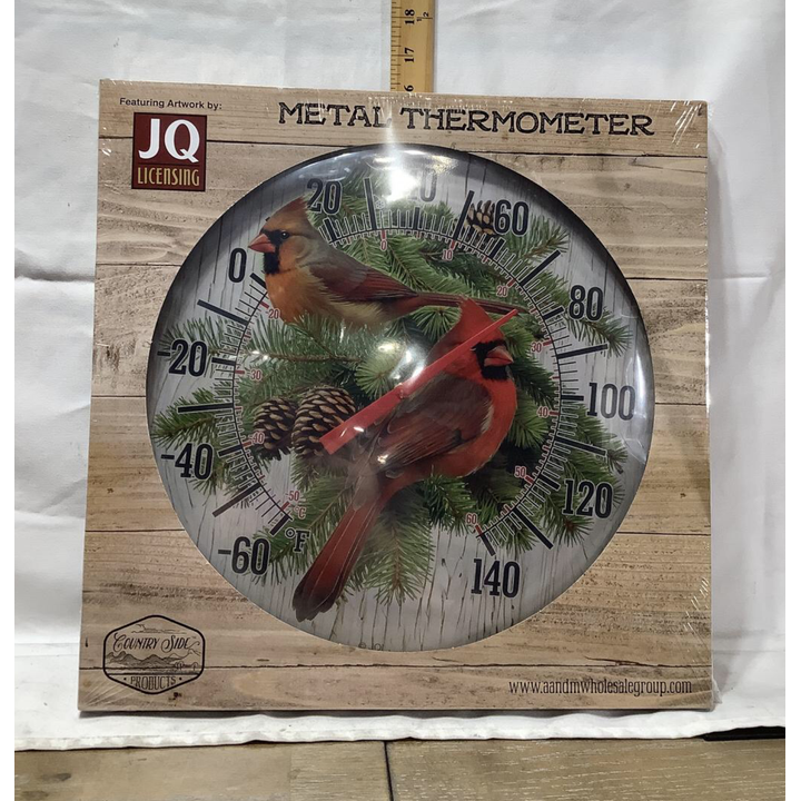 Country Side Products Cardinal Metal Thermometer 16" x 16"