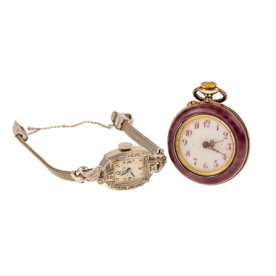 A Diamond Lady Elgin Watch in 14K & Pocket Watch