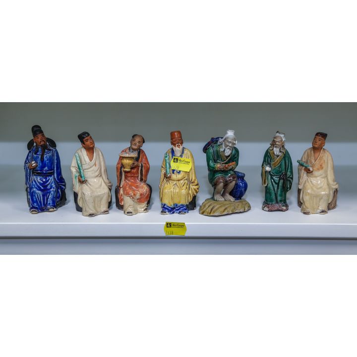 Seven Chinese "Mud Men" Ceramic Figures