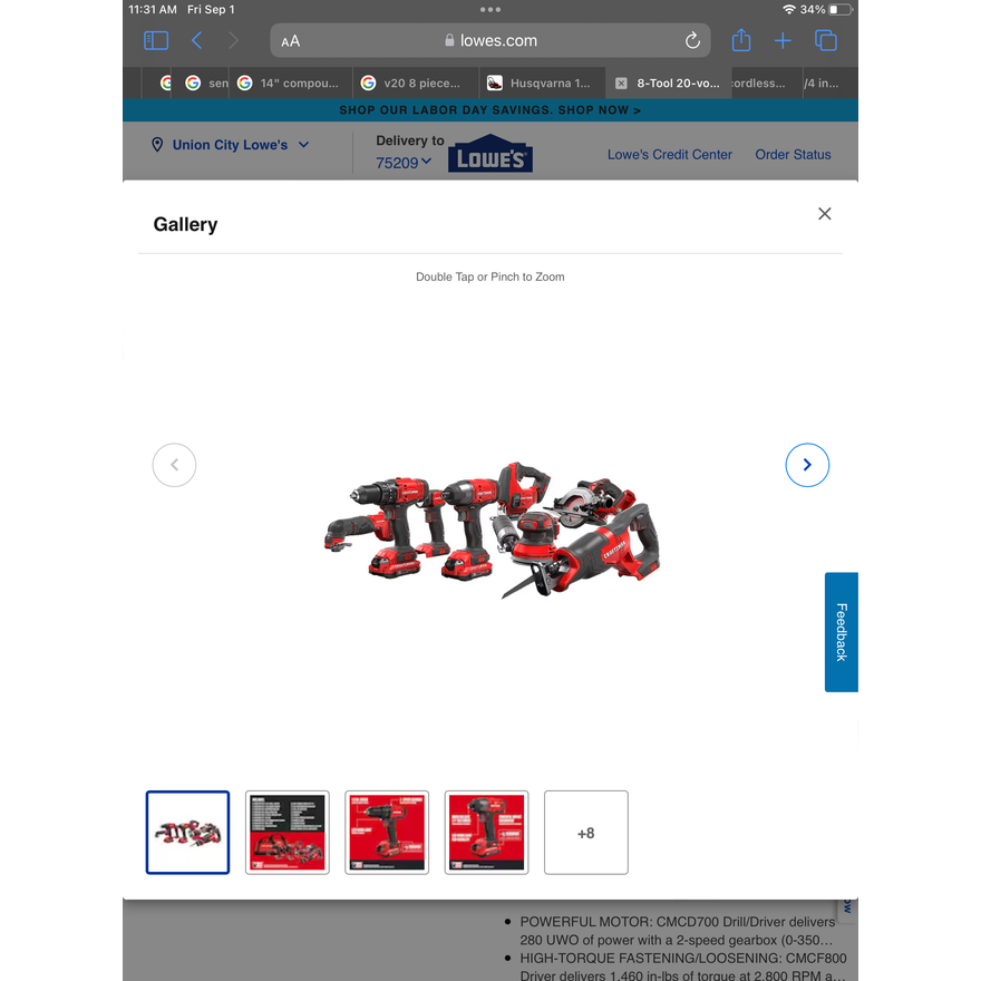 Craftsman 8 piece Tool Combo Set
