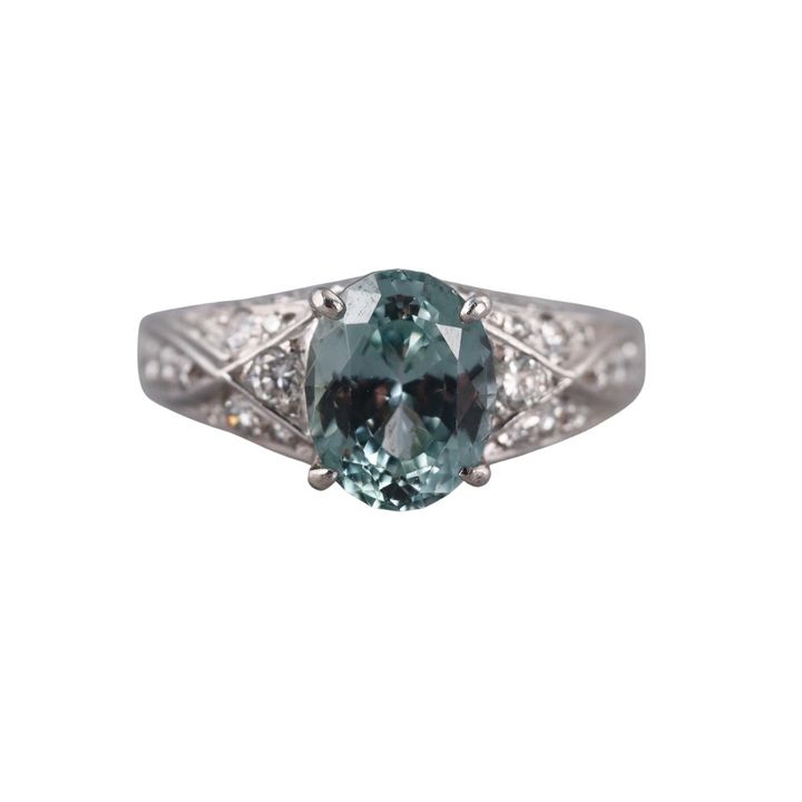 Platinum 3.66ct Aquamarine Diamond Ring