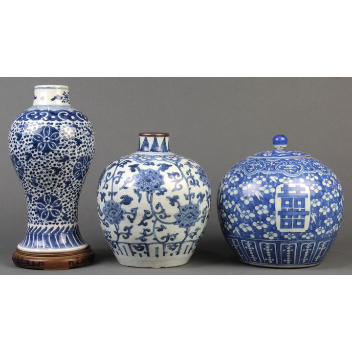 Chinese Blue-and-White Porcelain Jars and Vase