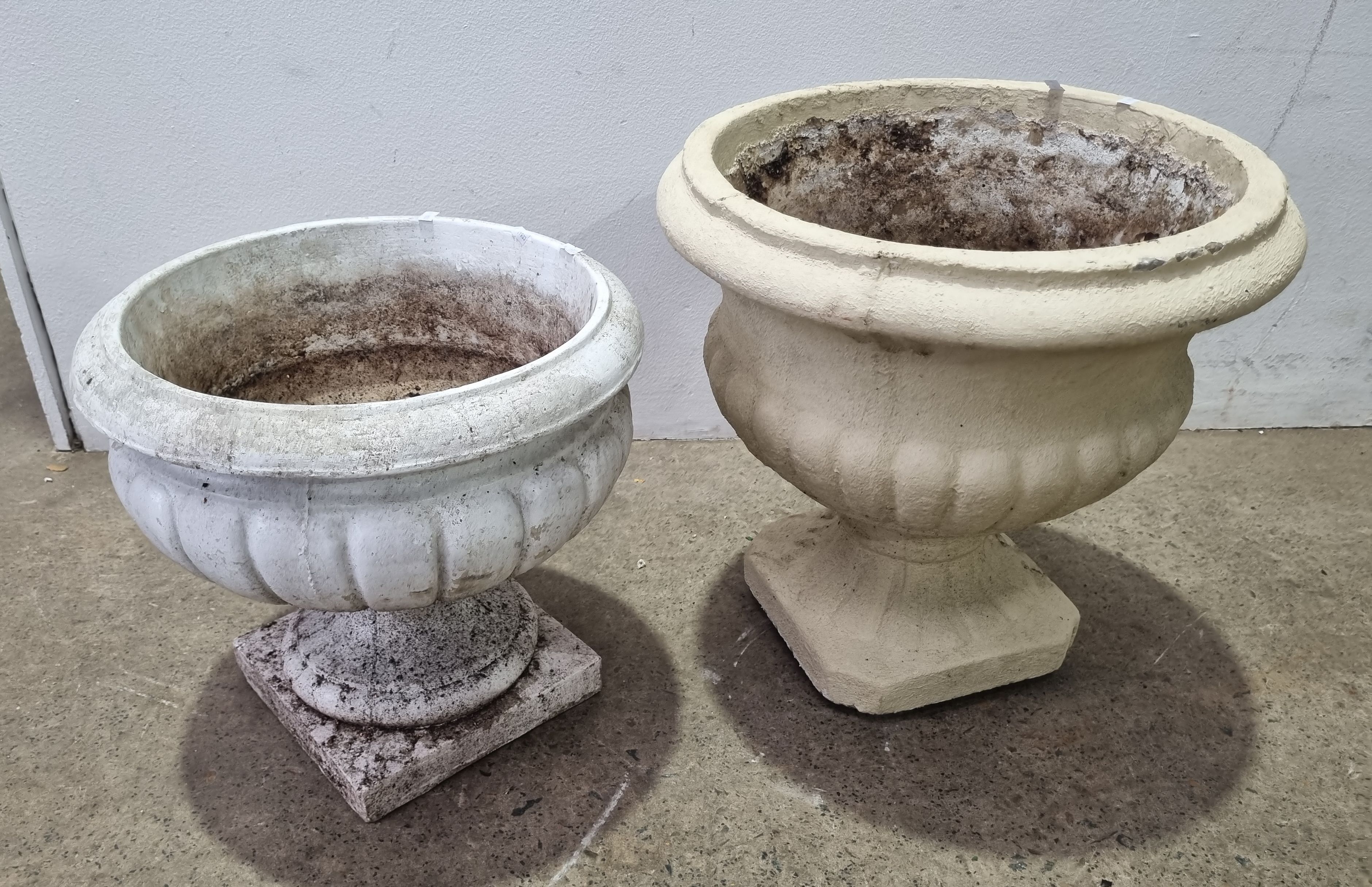 Two Concrete Flowerpots