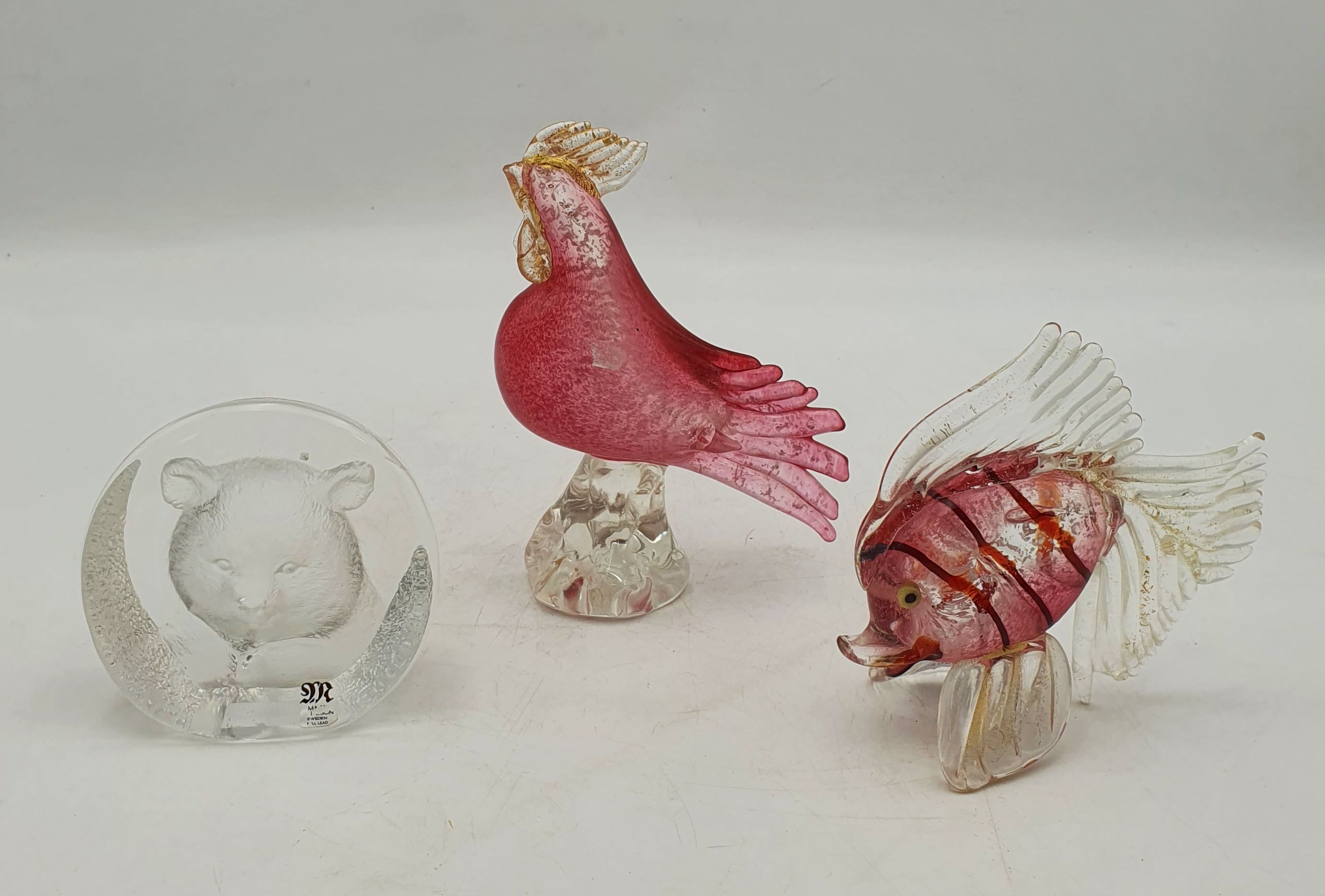 THREE ART GLASS PIECES