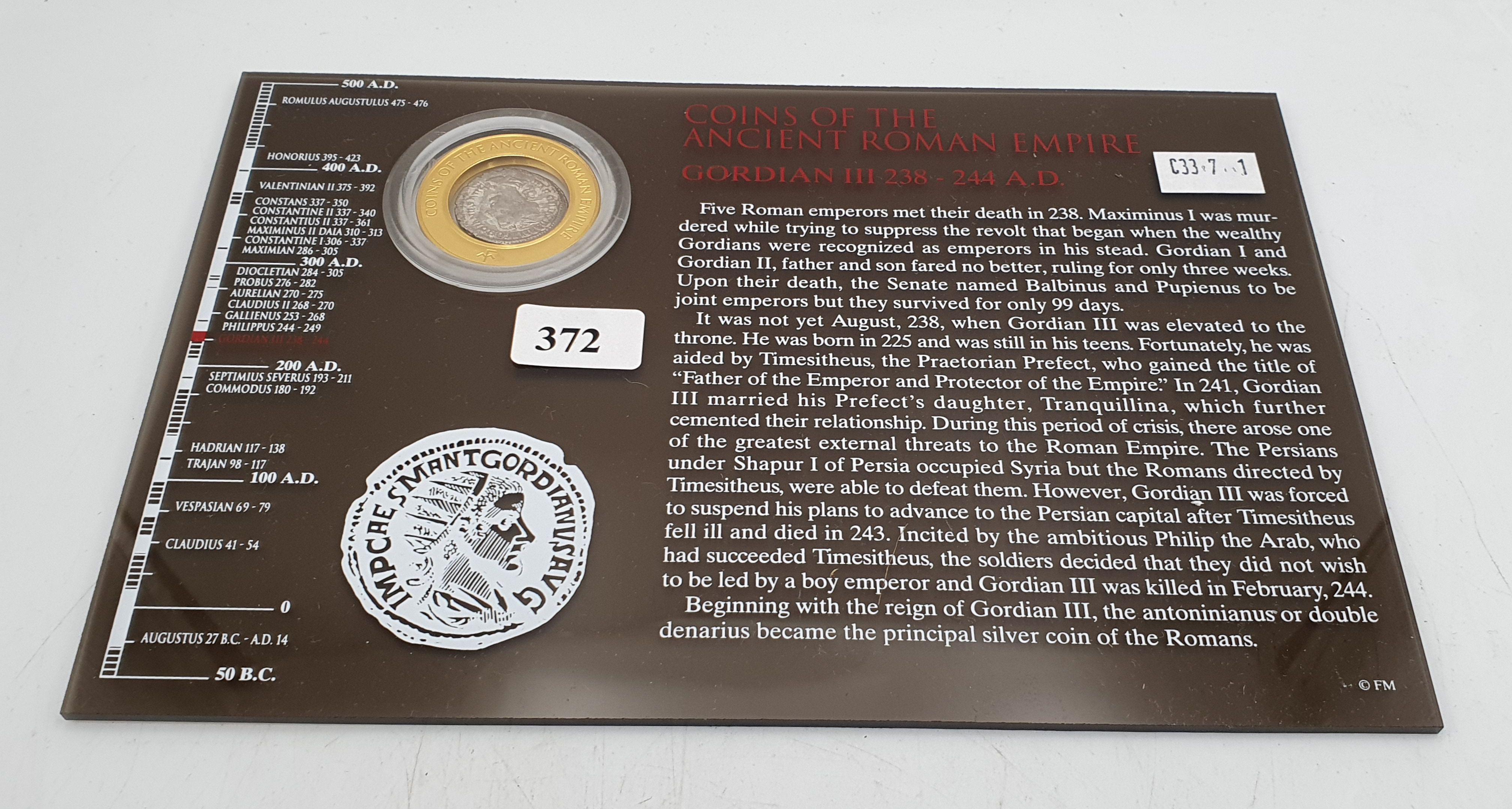372 · A ROMAN SILVER GORDIAN IIIANTONINIAUS (2 DENARII) COIN