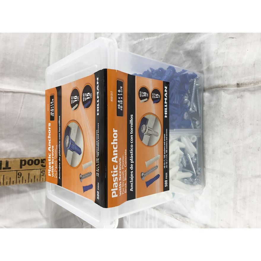 Hillman Plastic Anchor With Screws - 500 Pc