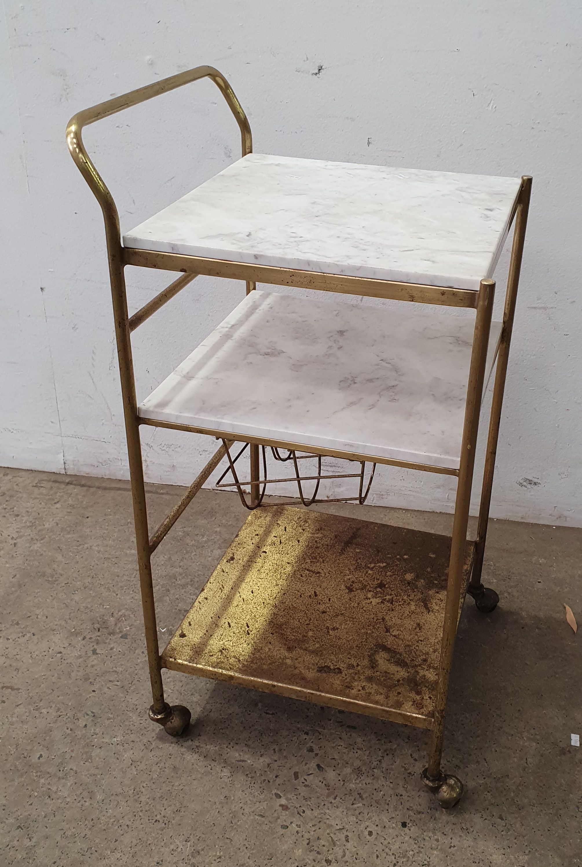 A Metal And Marble Drinks Trolley
