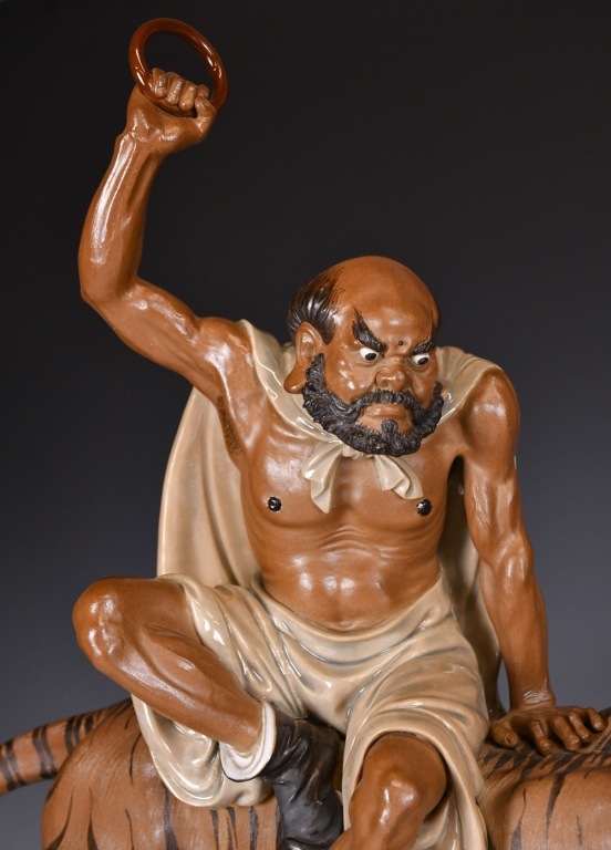 劉澤棉劉炳劉兆津石灣人物雕瓷十八羅漢像連座| Stunning Arts Gallery
