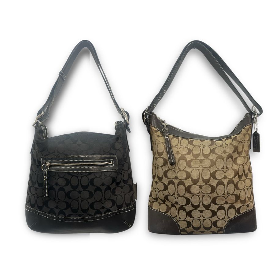 Two COACH Hobo Style Canvas Handbag Purses