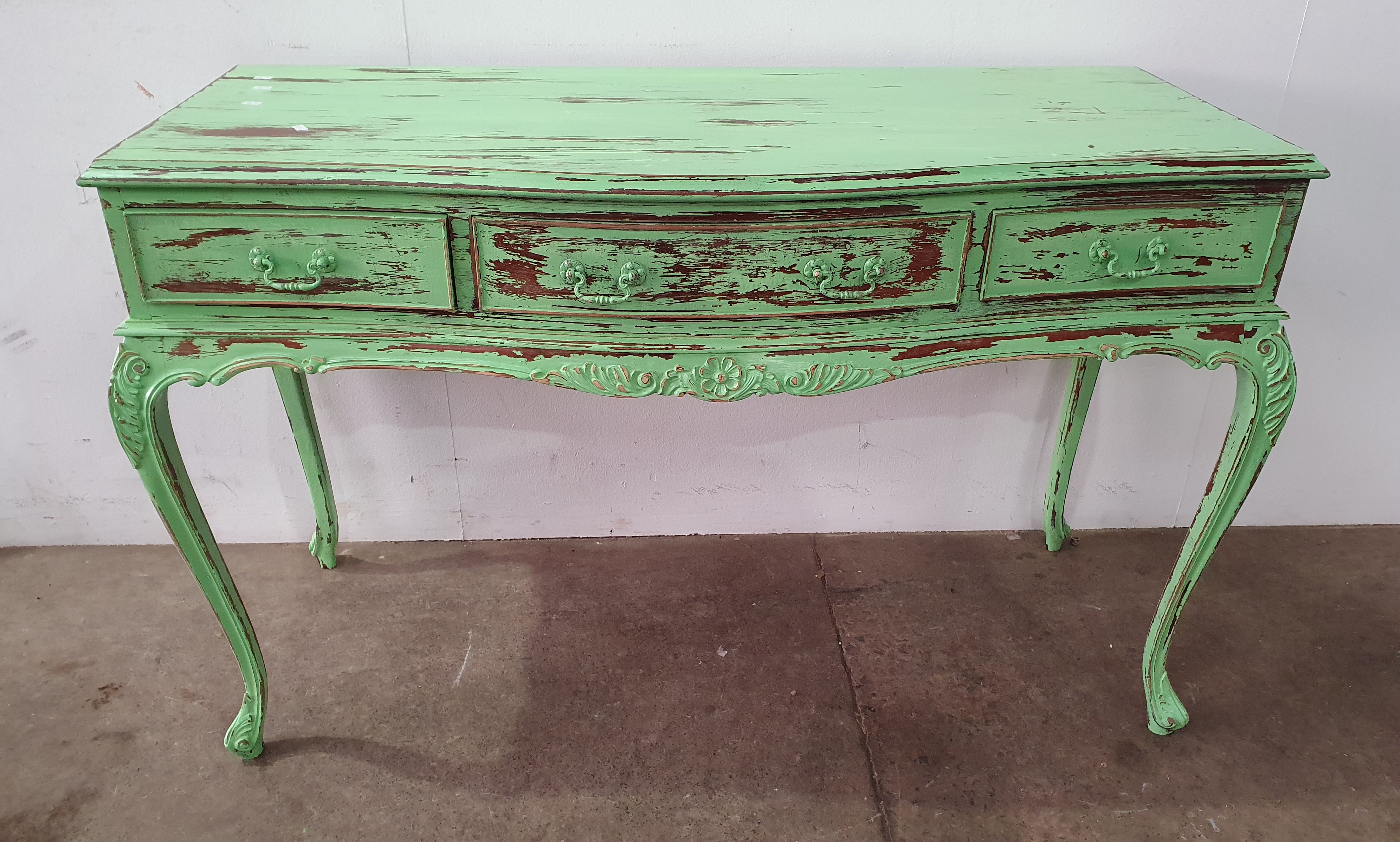 A Green Painted French Style Console Table