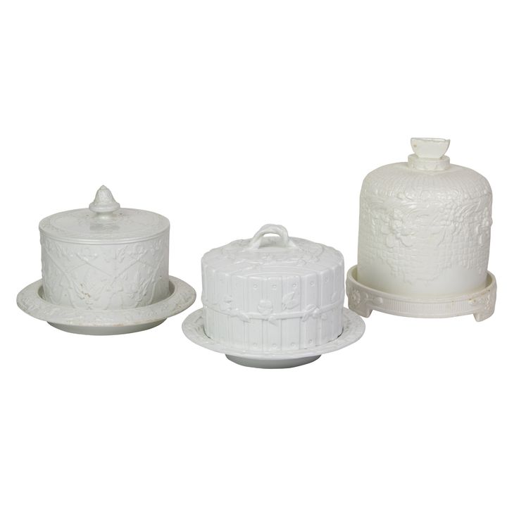 Three English ceramic cheese domes