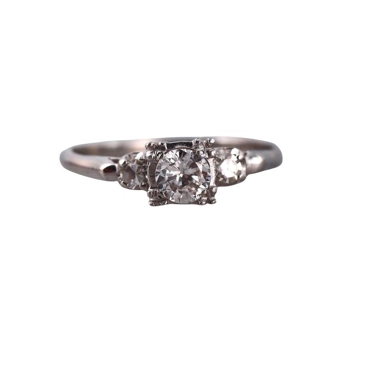 Art Deco Platinum Diamond Engagement Ring