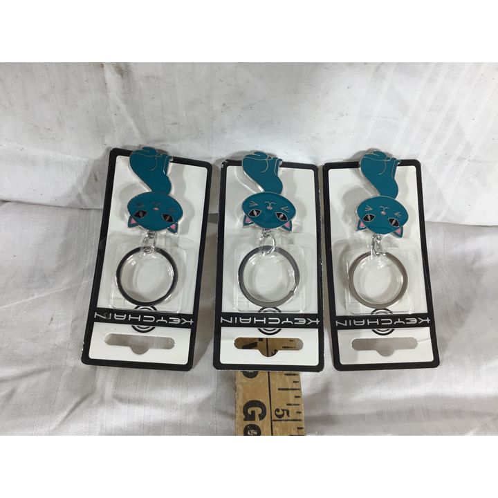 (3) Metal Cat Keychains