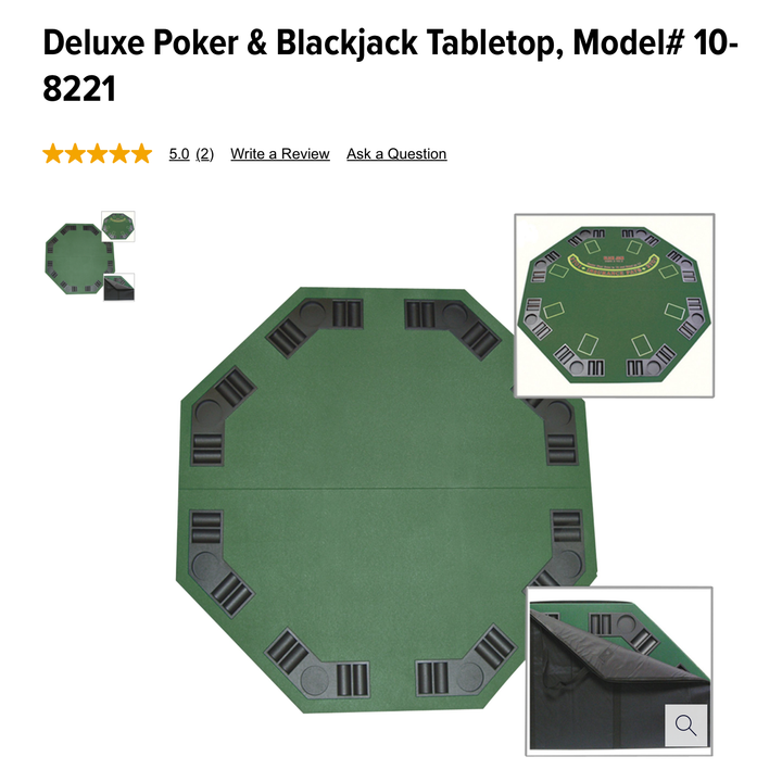 Trademark Deluxe Poker & Blackjack Table W/Carrying Bag 48" x 48" - Table Only