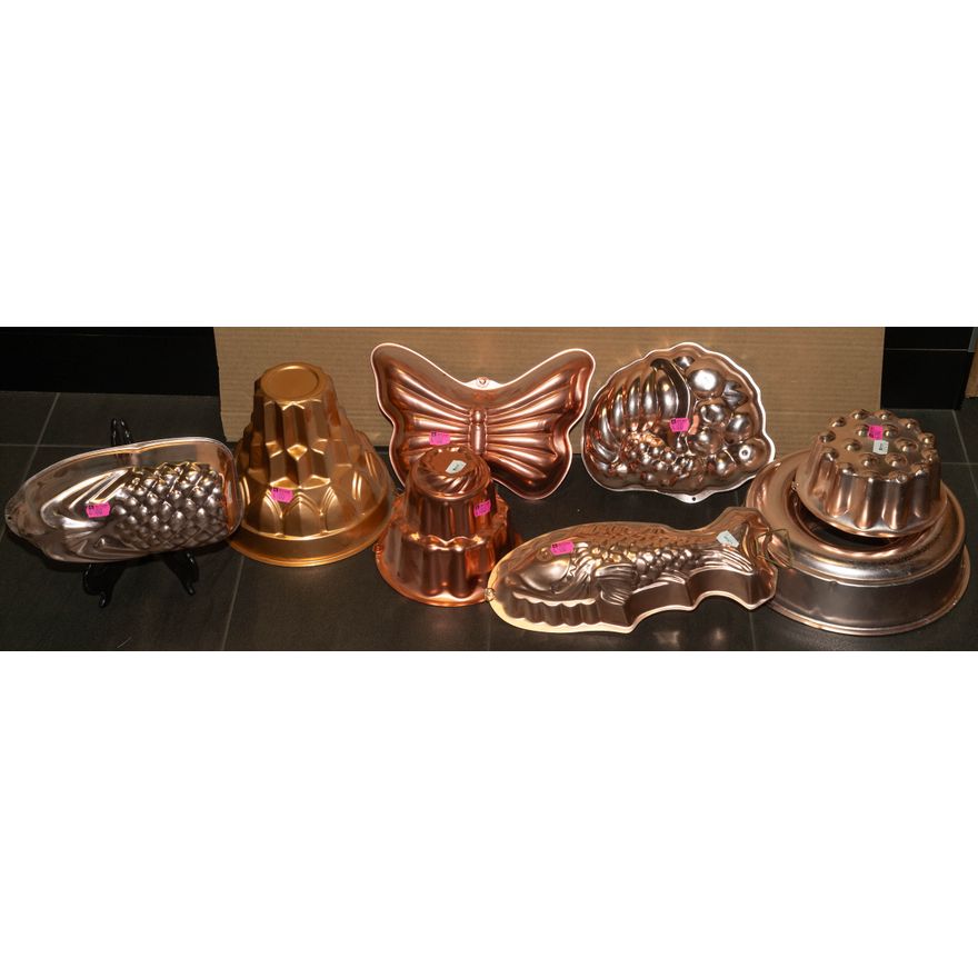 Eight Copper Food Molds