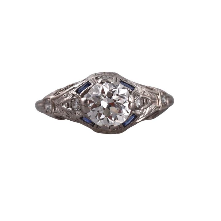 Art Deco Platinum Diamond Engagement Ring
