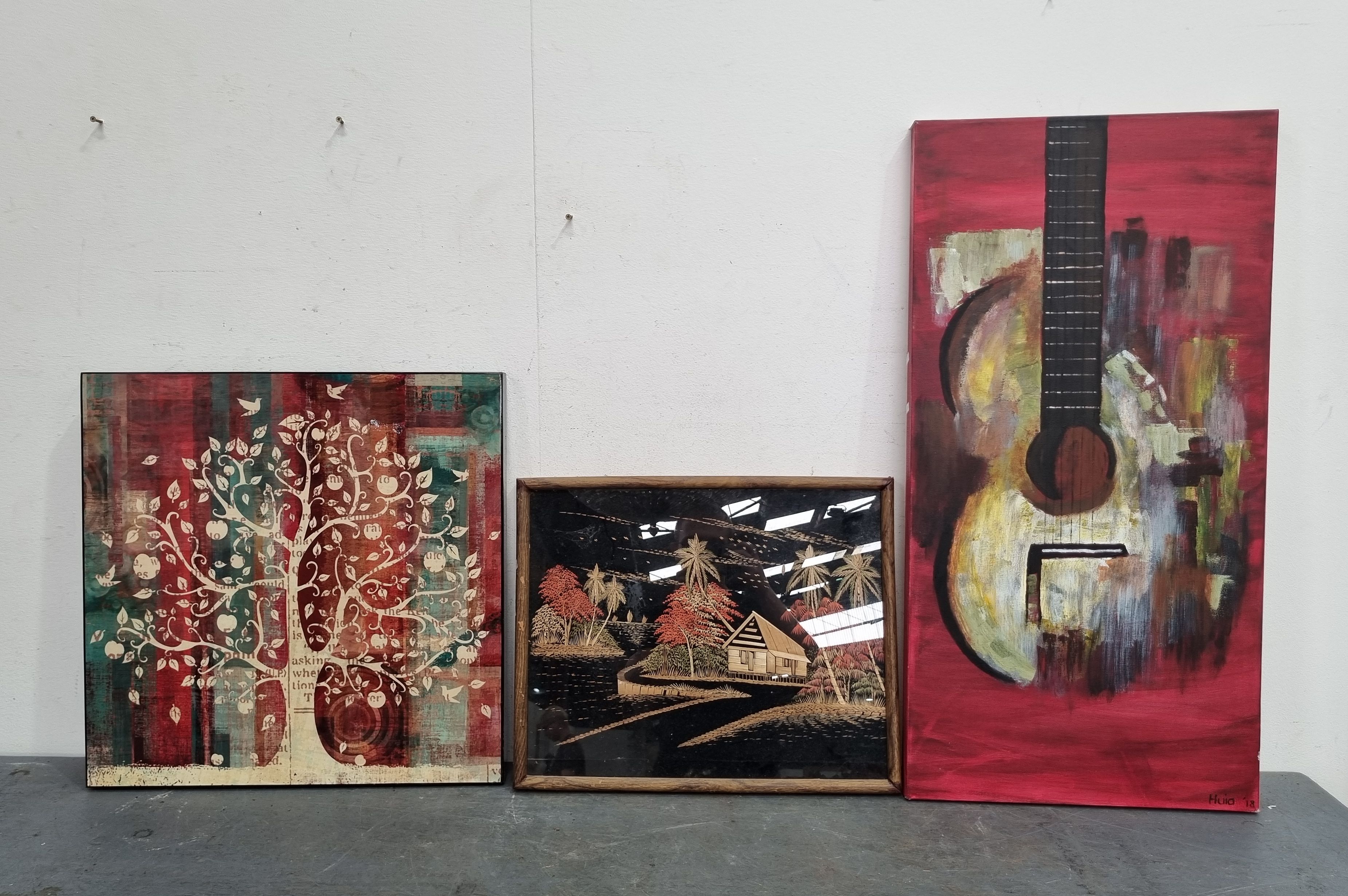 A TRIO OF DECORATIVE ARTWORKS
