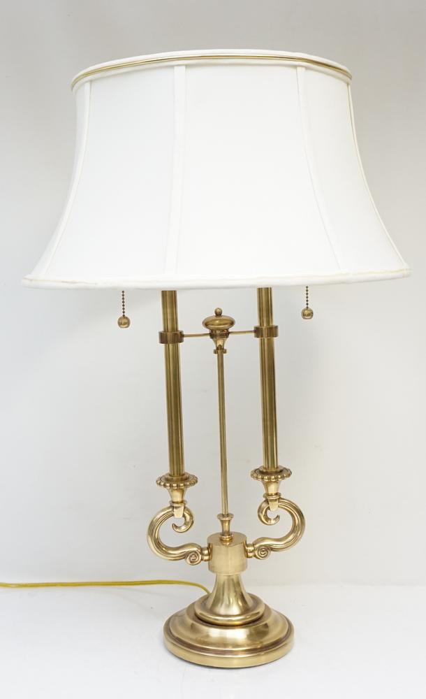 Vintage Stiffel Brass Table Lamp, Stiffel Burnished Brass Double Pull Chain Table Lamp