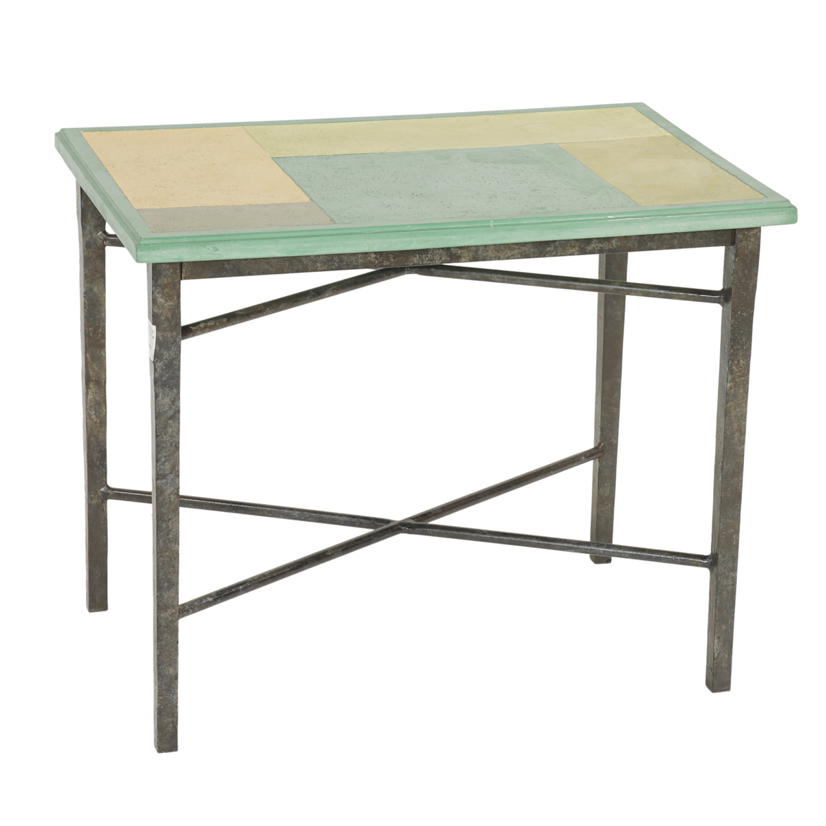 A Contemporary tile top occasional table with iron base | Clars Auction ...