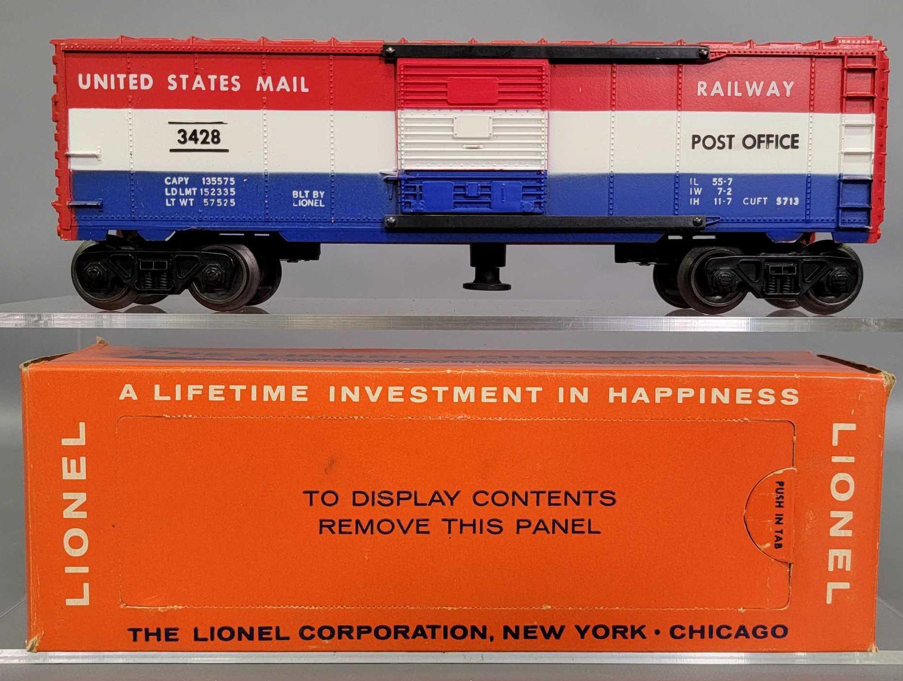 Licensed Reproduction Window Box Lionel 3428 US Mail  Operating Car 