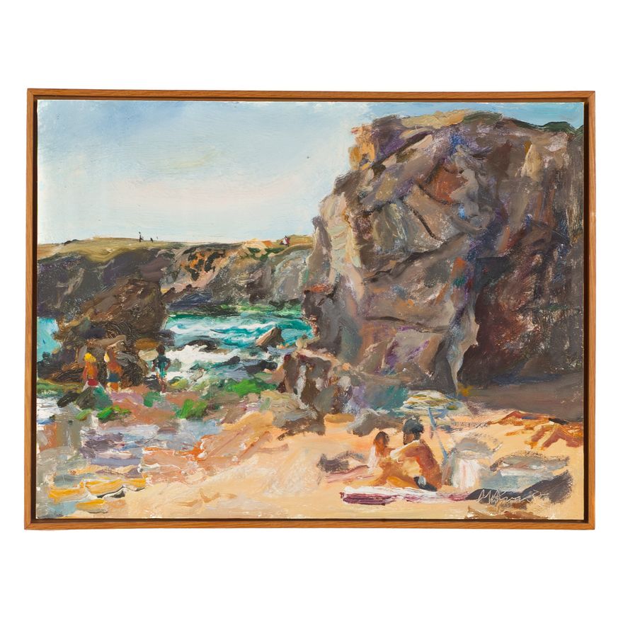 Raoul Middleman. Couple at the Beach, oil