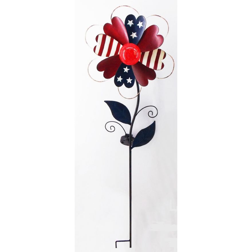 Moonrays 96357 Old Glory Daisy Spinners, Red, White, & Blue (2)