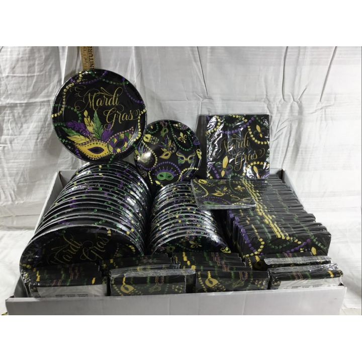 Lot of Mardi Gras Party Plates & Napkins 40 Packages Plates & Napkins