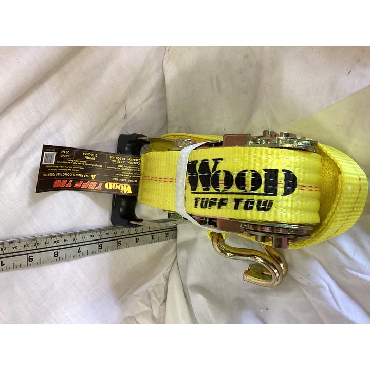 Wood Tuff Tow Ratcheting Strap 2'' 27ft, Lashing Capacity 3335lb, Working Capacity 10,000lb