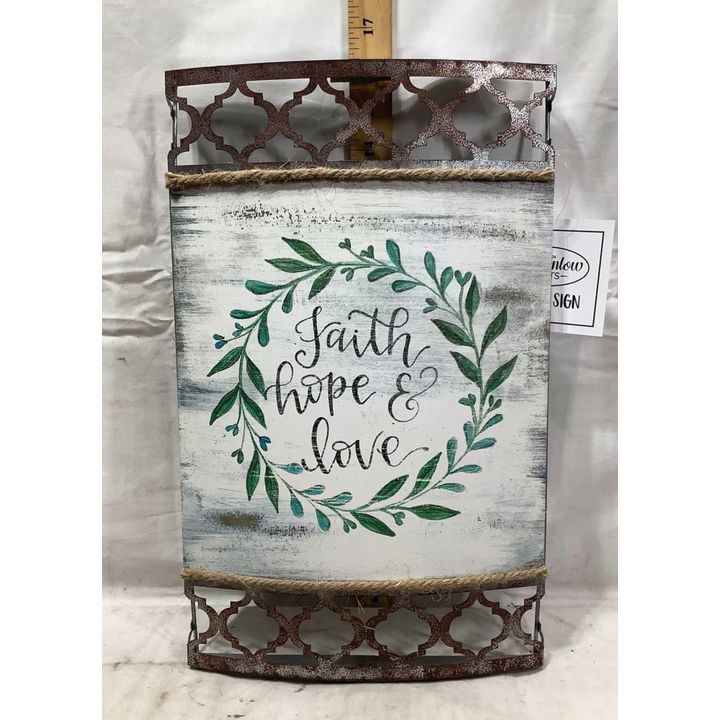 Brownlow Gifts "Faith, Hope, & Love" Lattice Sign - 17in H