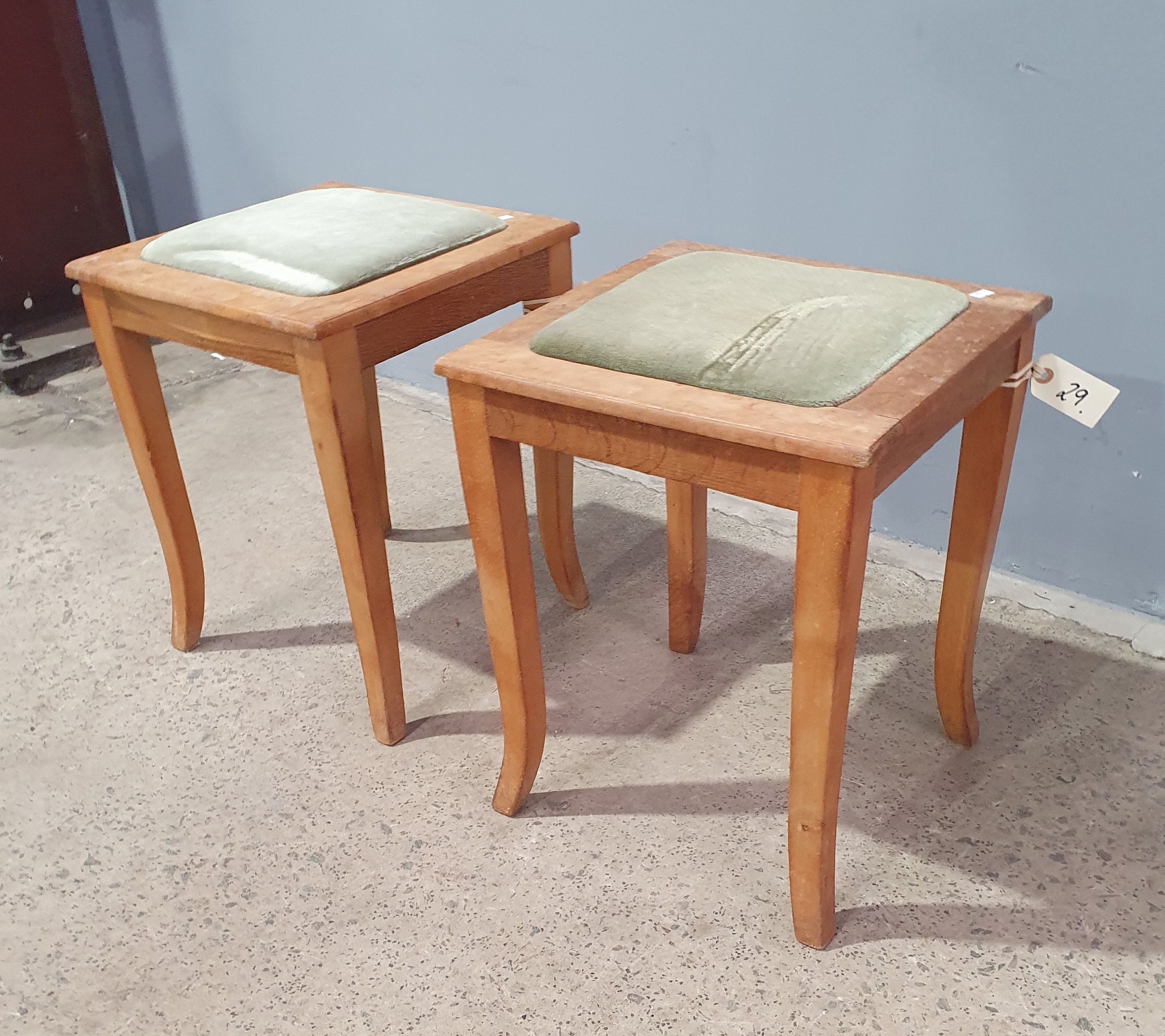 A Pair Of Fabric Upholstered Top Foot Stools