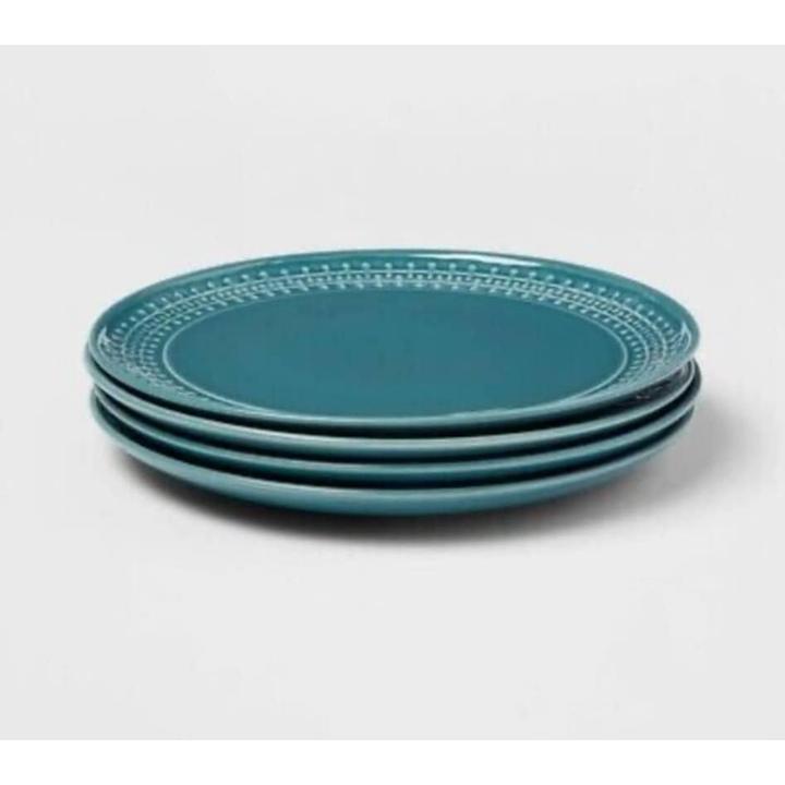 Set of 4 Threshold Stoneware Fairlee Dinner Plates (Blue)