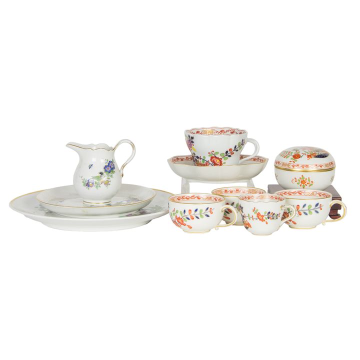 A group of Meissen porcelain in various patterns