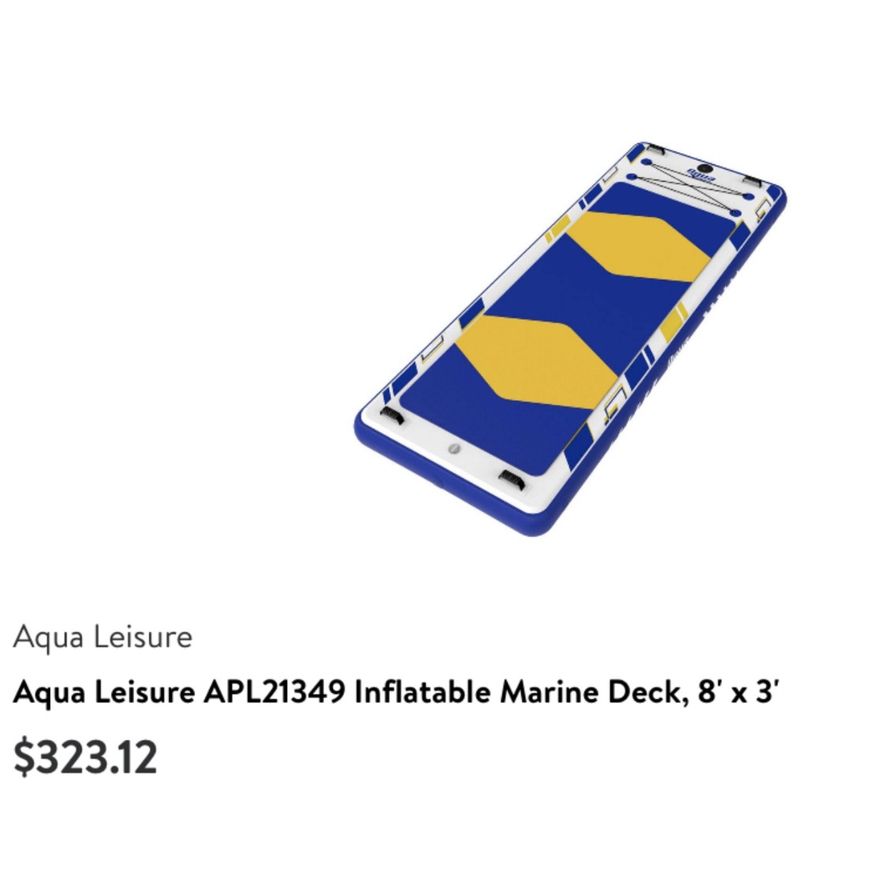 Aqua Leisure 8' x 3' Inflatable Marine Deck with Pump & Carrying Bag